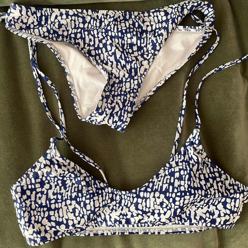 Blue and White Bikini Set